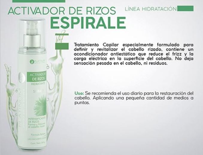 Tratamiento Activador De Rizos Spirale Platinum 1 Lt