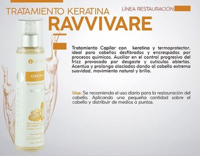 Tratamiento Keratina Ravvivare Cabello Desfibrado Encrespado 260 gr