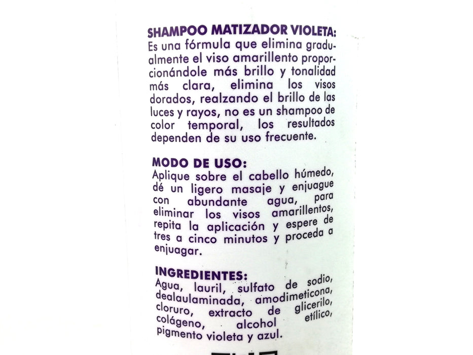 Shampoo Matizador Platinum Cubre Canas Y Reflejos 1 Lt