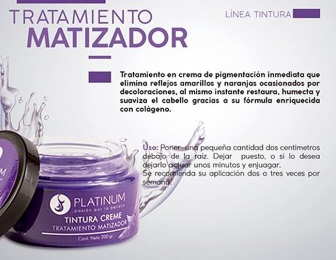 Tratamiento Matizador Con Colageno Tintura Creme Platinum 200 gr